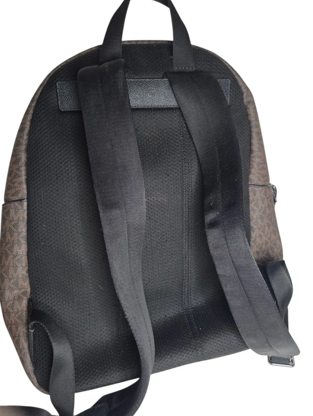 MICHAEL KORS Greyson Brown Logo Backpack Leather Canvas Designer